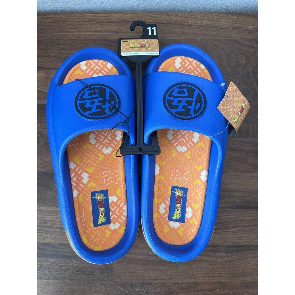 Dragon Ball Z Goku Men's Slide Sandals Blue Orange US Size 11 Anime Comfort